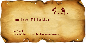 Imrich Miletta névjegykártya